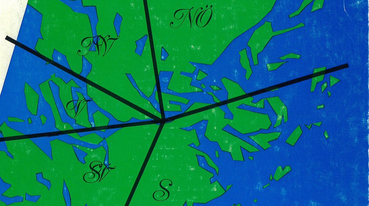 Sjukvårdsorganisationens förvaltningsområden. Illustration från Hälso- och sjukvårdsnämndens årsberättelse 1971.