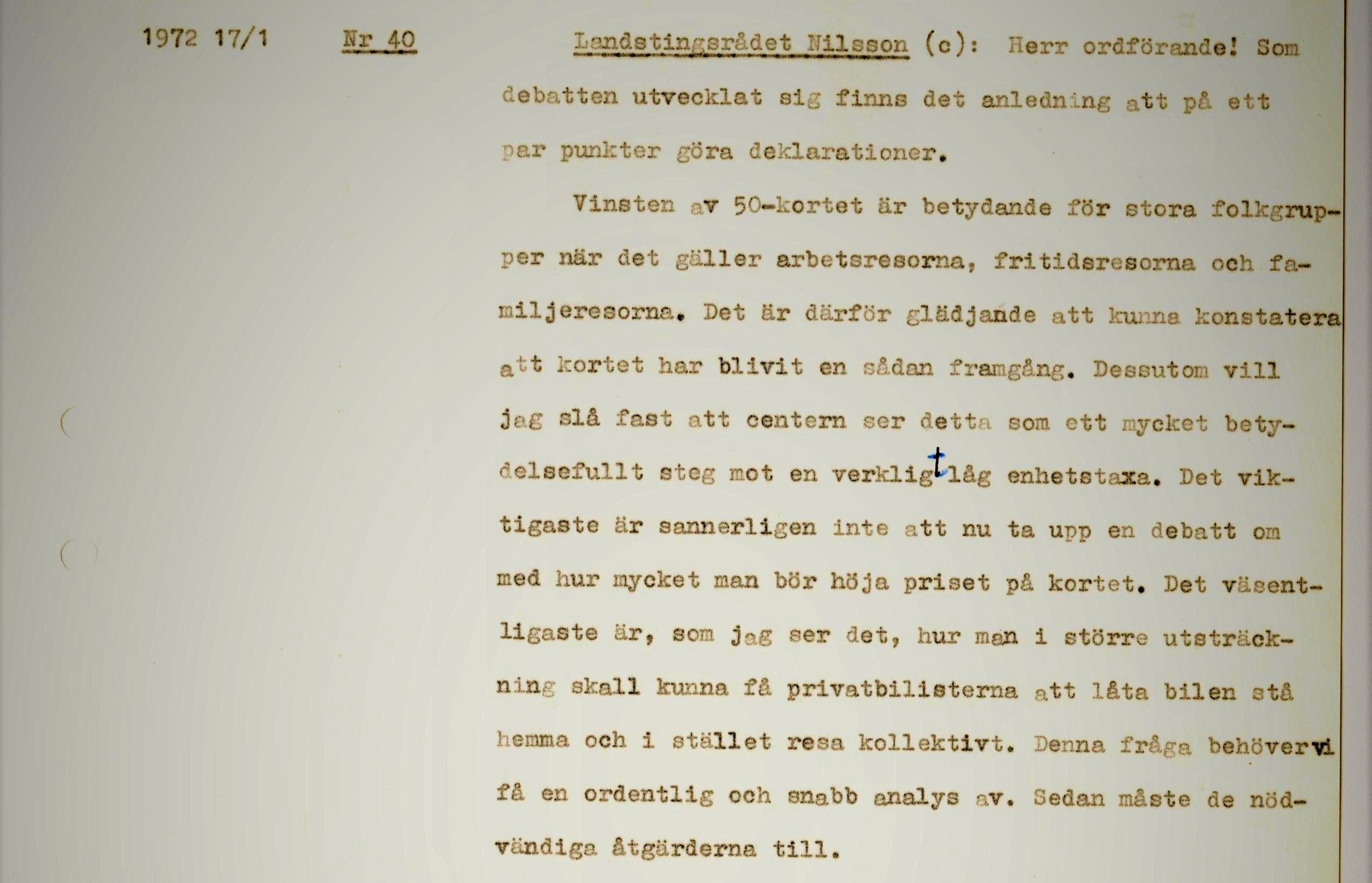 Knut Nilssons anförande om 50-kortet